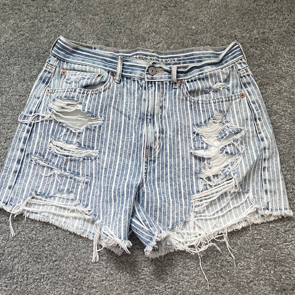 American Eagle Striped Denim Shorts